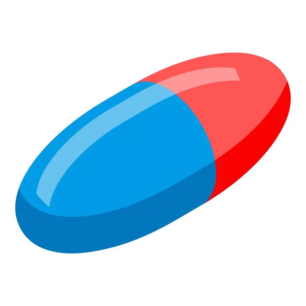 Röd blå kapsel ikon, isometrisk stil — Stock vektor