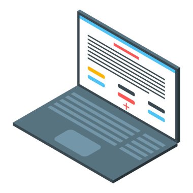 İş dizüstü bilgisayarı simgesi, izometrik biçim