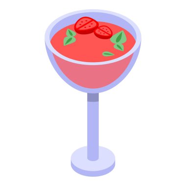 Çilekli smoothie simgesi, izometrik biçim
