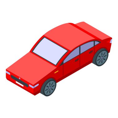 Kırmızı sedan araba simgesi, iyometrik stil