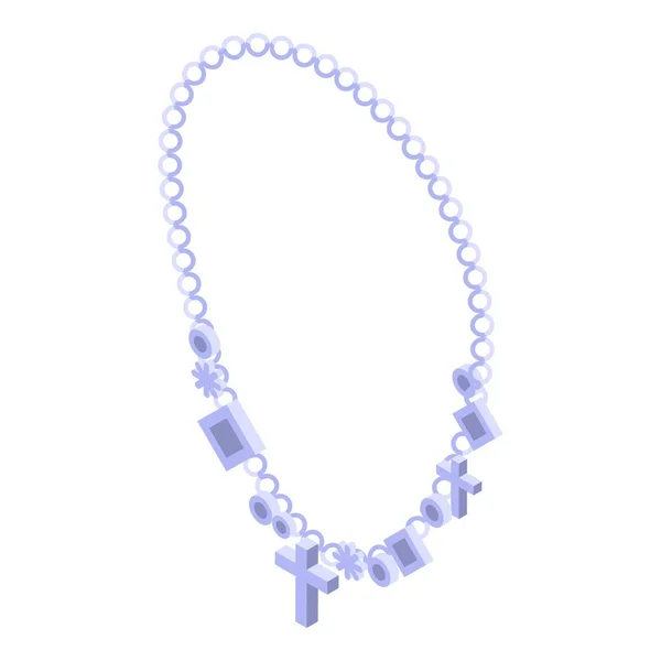 Diamond necklace icon, isometric style — Stock Vector