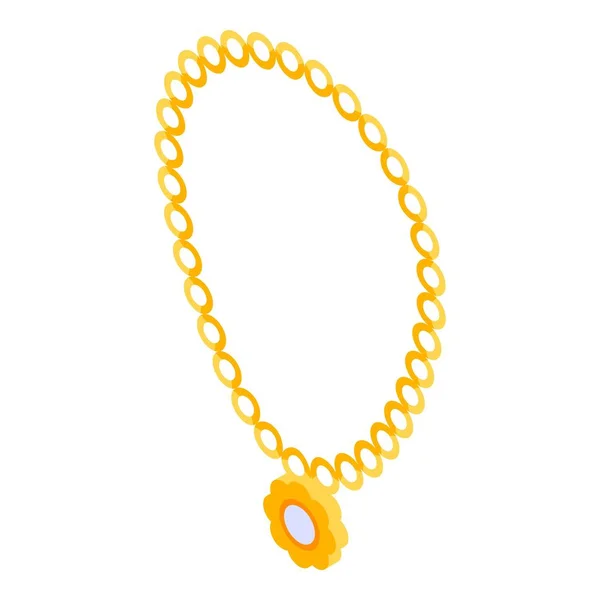 Icono de collar de flores de oro, estilo isométrico — Archivo Imágenes Vectoriales