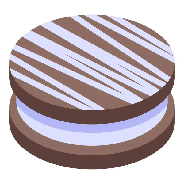 Icono de galleta cremosa de chocolate, estilo isométrico — Vector de stock