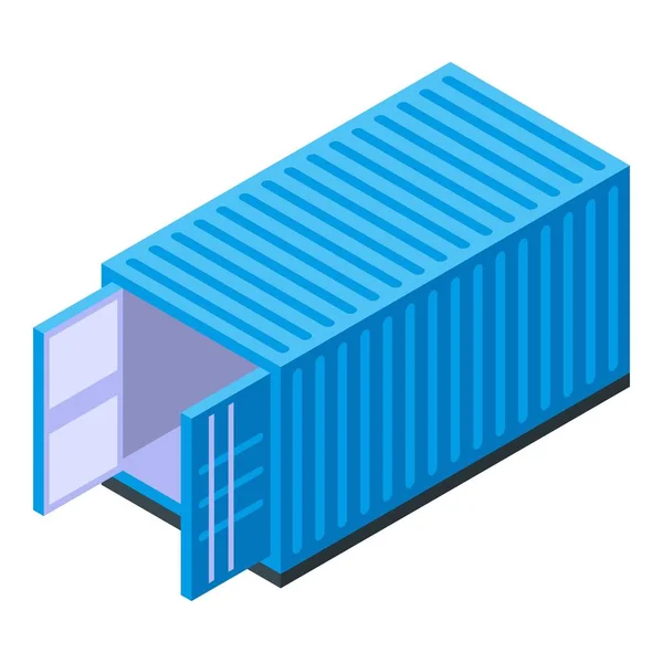 Blauwe vrachtcontainer pictogram, isometrische stijl — Stockvector