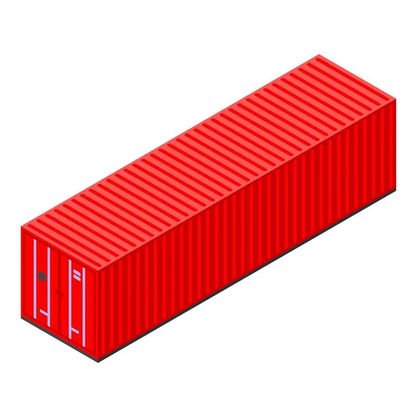 Icona lunga rossa del contenitore di carico, stile isometrico — Vettoriale Stock