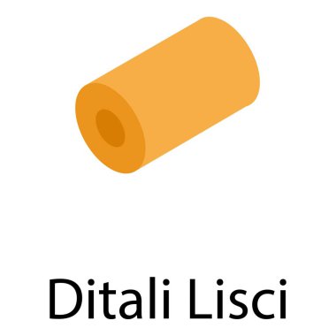 Ditali lisci makarna ikonu, izometrik stil