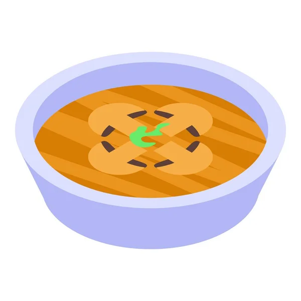 Icône de soupe aux champignons, style isométrique — Image vectorielle