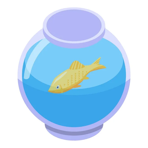 Zlatá rybka v ikoně akvária, izometrický styl — Stockový vektor
