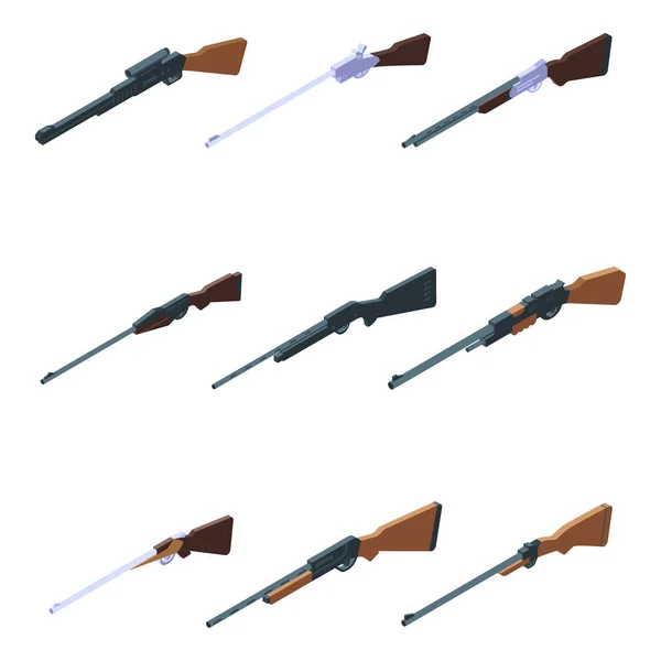 Набор значков охотничьих винтовок, изометрический стиль — стоковый вектор