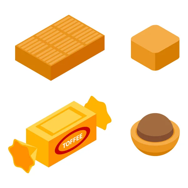 Toffee icons set, isometric style — 스톡 벡터