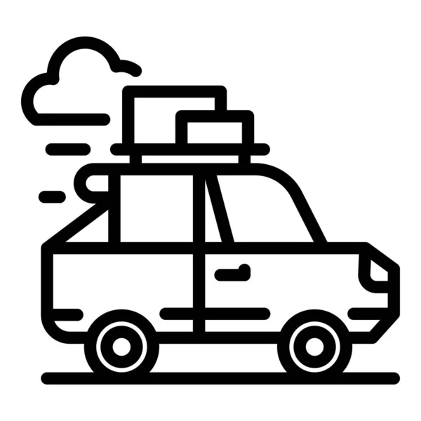 汽车旅行图标,轮廓风格 — 图库矢量图片