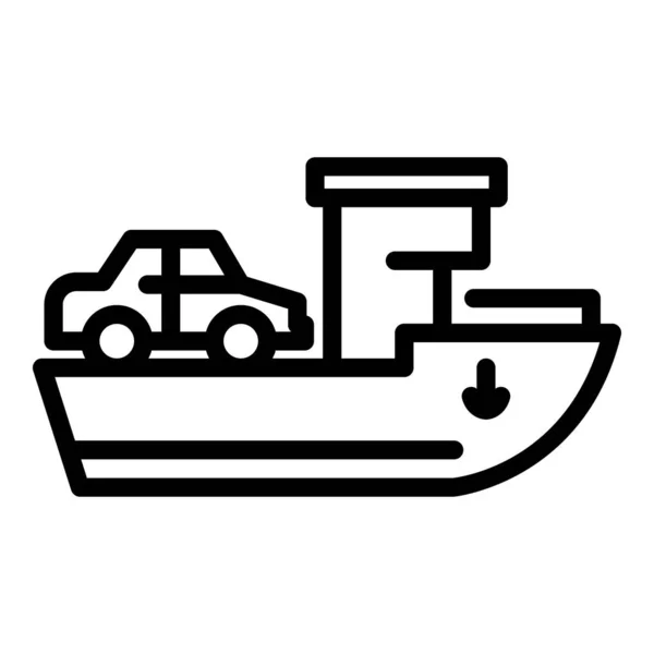 Auto reizen op schip pictogram, omtrek stijl — Stockvector