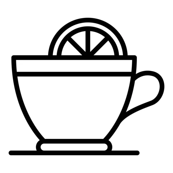 Чашка горячего чая с лимоном, стиль контура — стоковый вектор