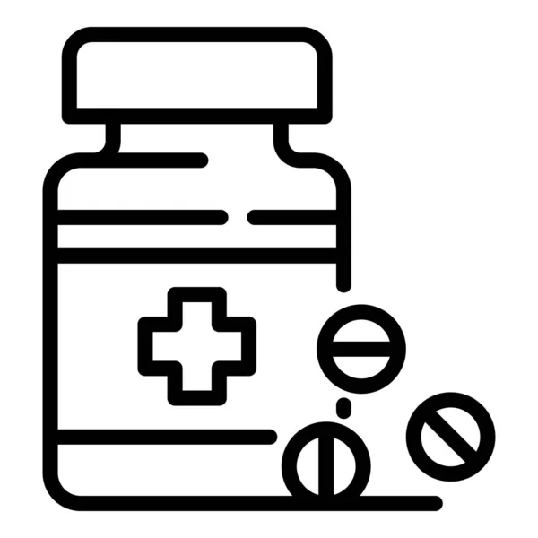Icono de píldoras médicas, estilo de esquema — Vector de stock
