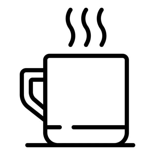 Taza de té caliente icono, estilo de esquema — Vector de stock