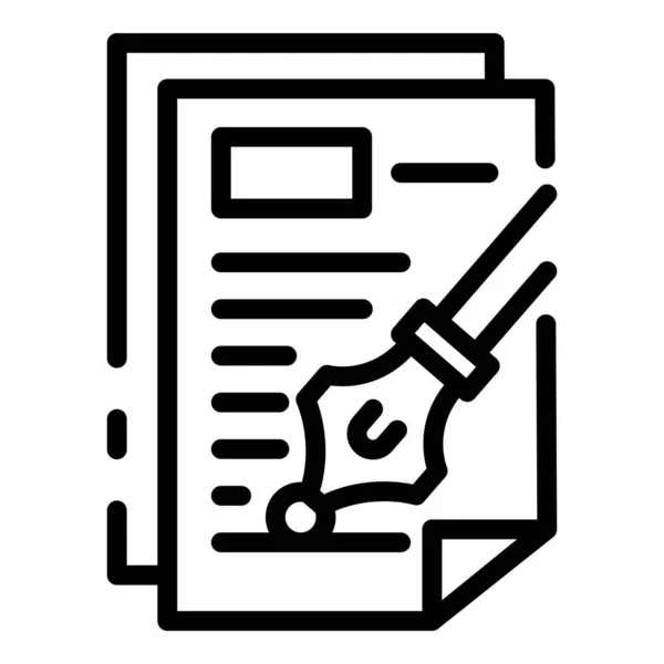 Ink pen paper icon, outline style — ストックベクタ