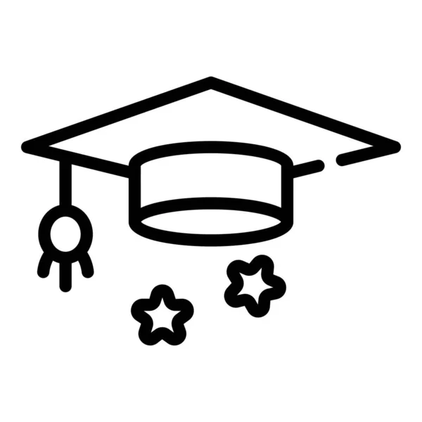 Icono de sombrero graduado, estilo de esquema — Archivo Imágenes Vectoriales