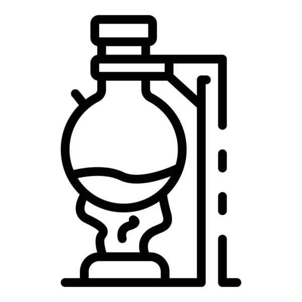 Burning chemical flask icon, outline style — Stock Vector