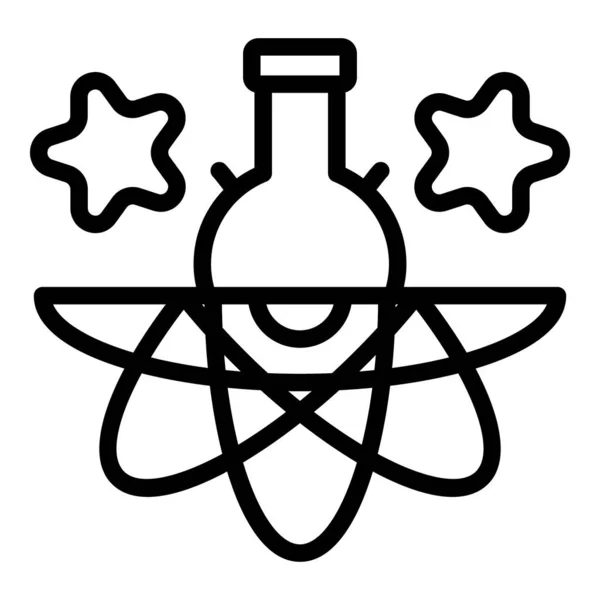 Atom chemische kolf pictogram, omtrek stijl — Stockvector