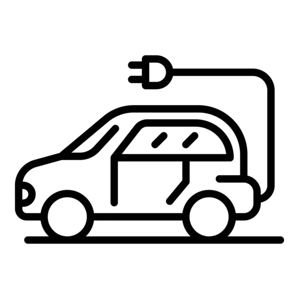 Electric car icon, outline style — Stock Vector