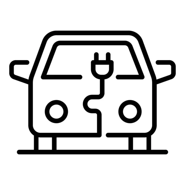 市の電気自動車のアイコン、アウトラインスタイル — ストックベクタ