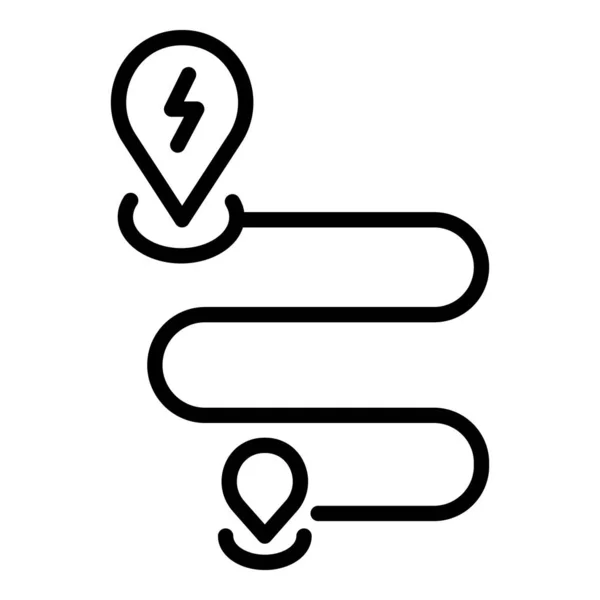 Icono de ruta del coche eléctrico, estilo de esquema — Archivo Imágenes Vectoriales