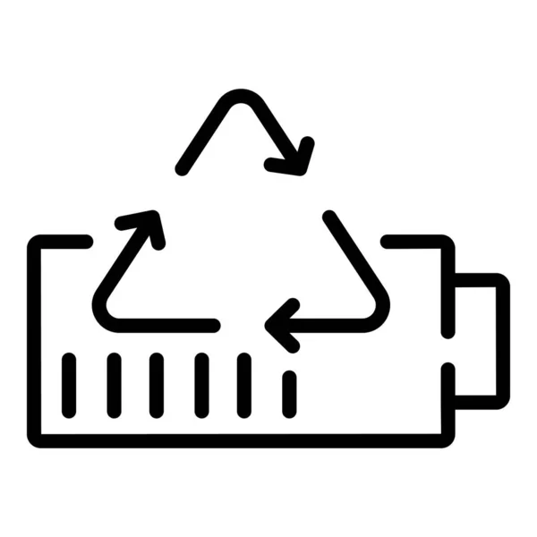 Recycling batterij pictogram, omtrek stijl — Stockvector