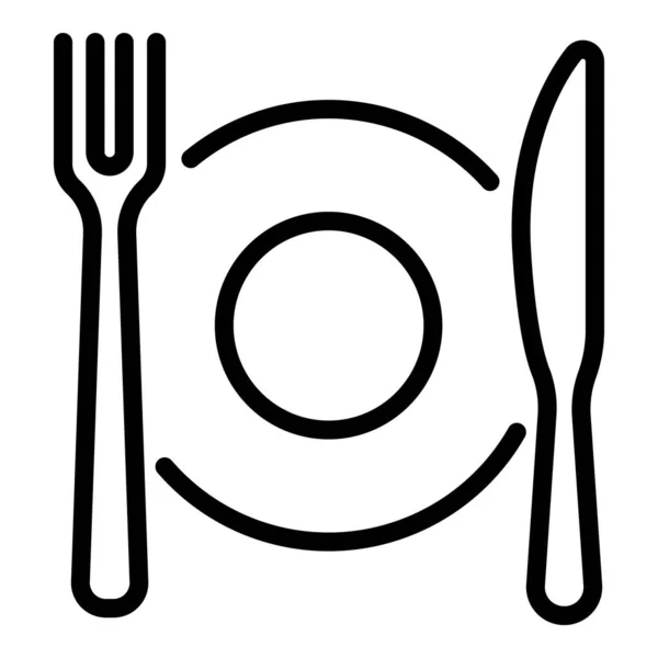 Plate fork knife icon, outline style — 스톡 벡터