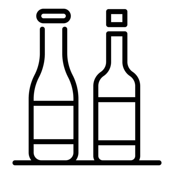 Icône de bouteilles de sauce, style contour — Image vectorielle