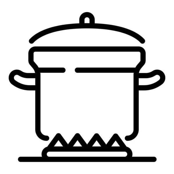 Koken pot pictogram, omtrek stijl — Stockvector