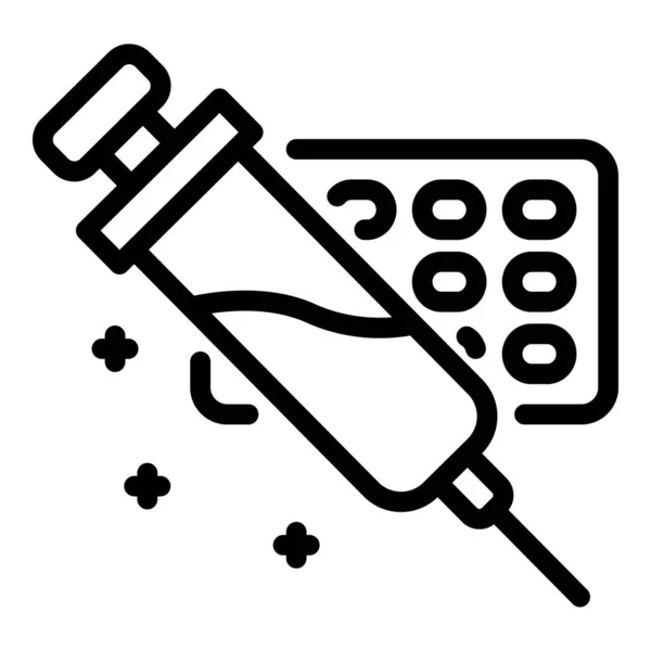Ikona inzulínové injekční stříkačky, obrys — Stockový vektor