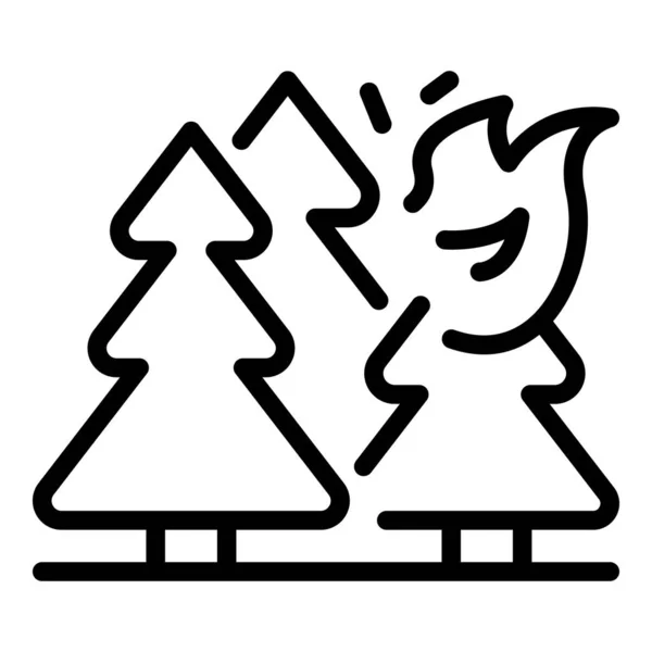 Dağ orman yangını ikonu, dış hat tarzı — Stok Vektör