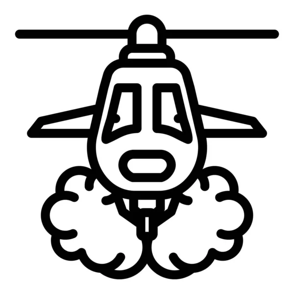 Icono del helicóptero Wildfire, estilo de contorno — Vector de stock