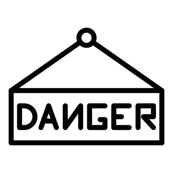 Ícone de placa de sinal de perigo, estilo de contorno — Vetor de Stock