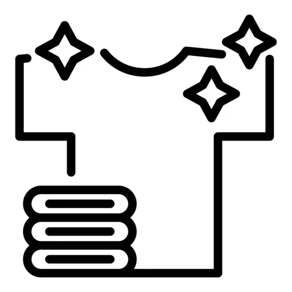 Icono de pila de ropa limpia, estilo de esquema — Vector de stock
