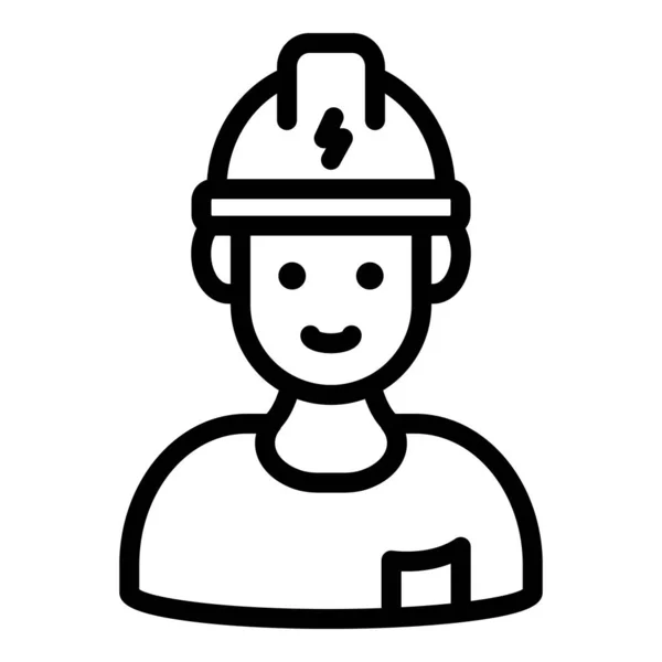 Electricista en el icono del casco, estilo de contorno — Archivo Imágenes Vectoriales