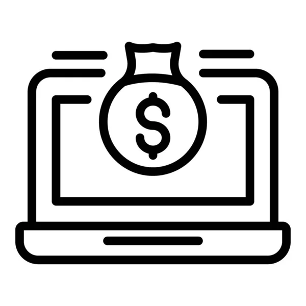 Ikona online peněz, styl osnovy — Stockový vektor