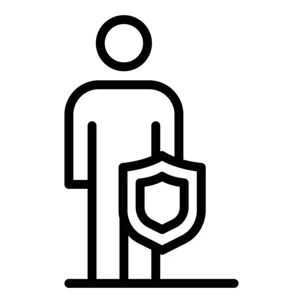 Protected man icon, outline style — Stock Vector