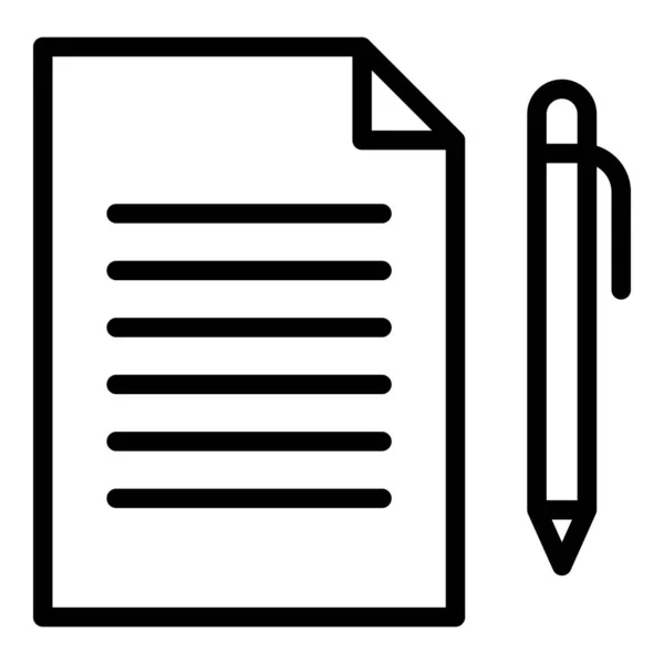 Icône d'assurance stylo papier, style contour — Image vectorielle