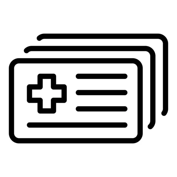医療IDカードのアイコン、アウトラインスタイル — ストックベクタ