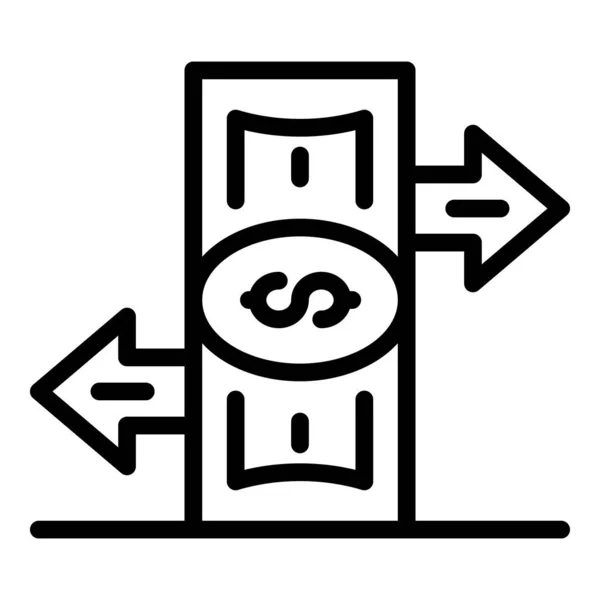 Ícone de transferência de dinheiro sujo, estilo esboço — Vetor de Stock