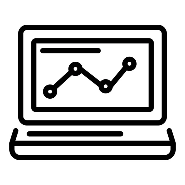 Laptop graph icon, outline style — 스톡 벡터