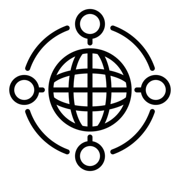 Wereldwijde samenwerking icoon, outline stijl — Stockvector
