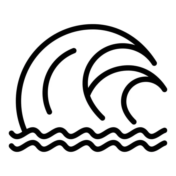 Double tsunami wave icon, outline style — Stock Vector