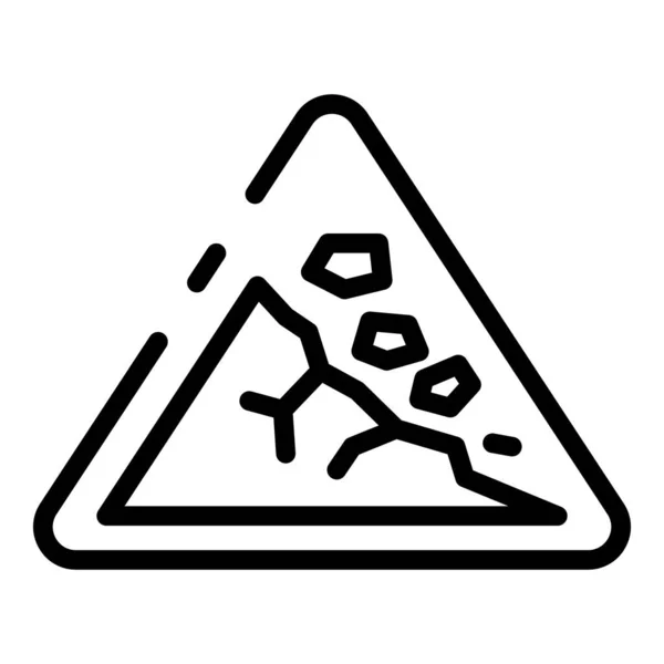 Rockfall road sign icon, outline style — 스톡 벡터