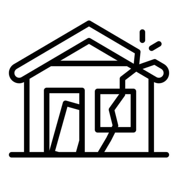 Icono de la casa destruida, estilo de contorno — Vector de stock