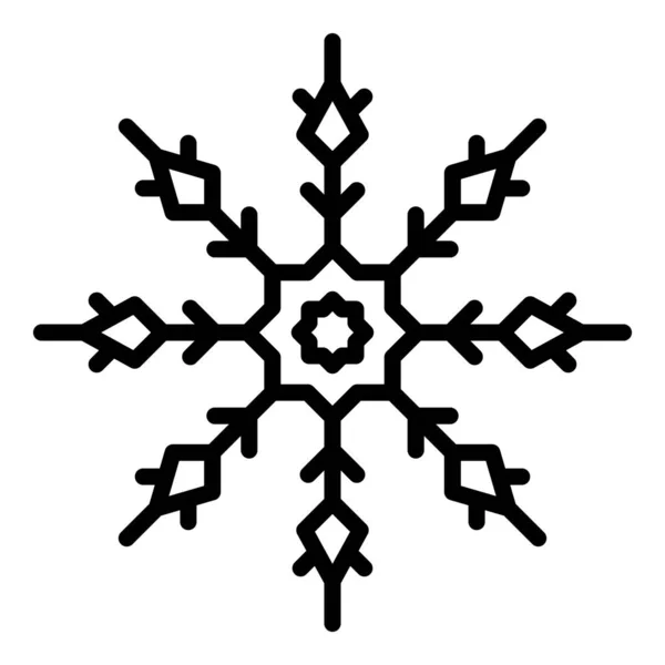 冬雪の結晶アイコン、アウトラインのスタイル — ストックベクタ