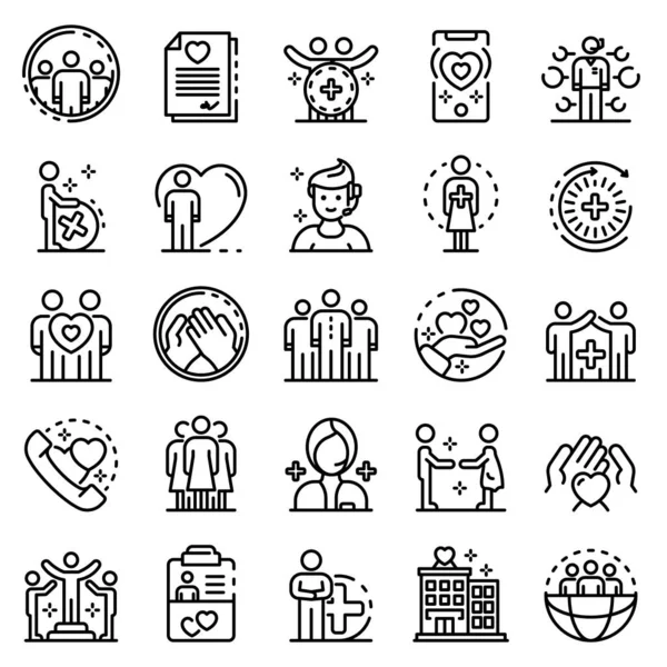 Conjunto de iconos de servicio social, estilo de esquema — Vector de stock