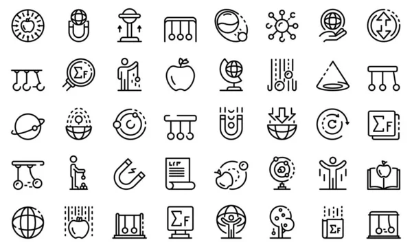 Newtons day icons set, outline style — Stock Vector