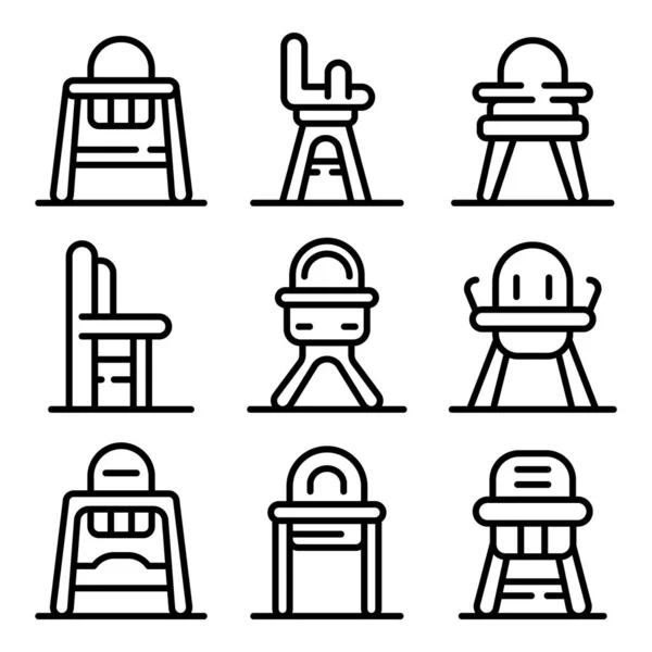 Conjunto de iconos de silla de alimentación, estilo de contorno — Vector de stock